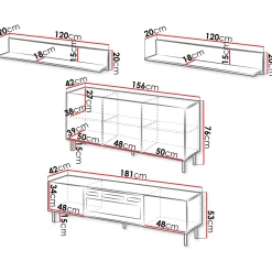 Garnero Arredamenti Set mobili soggiorno completo con frontali cannettati beige Ziggy 1 Outlet