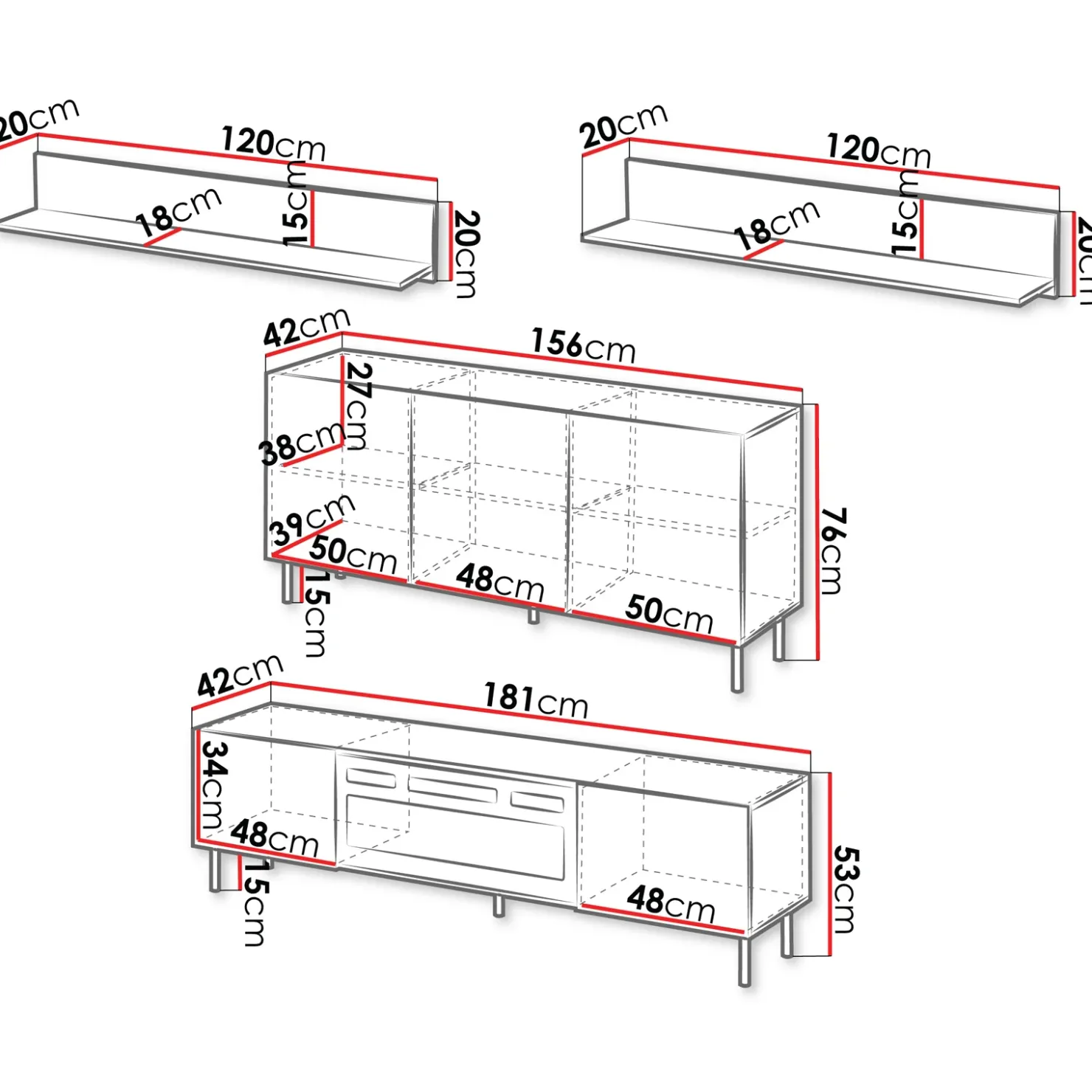 Garnero Arredamenti Set mobili soggiorno completo con frontali cannettati beige Ziggy 1 Outlet