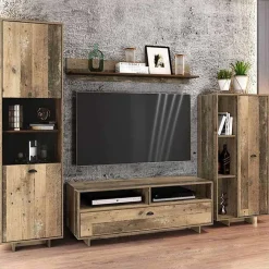 Garnero Arredamenti Set mobili soggiorno completo industrial legno vecchio antico West Gihome® Online