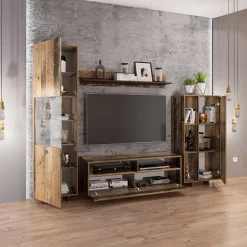 Garnero Arredamenti Set mobili soggiorno completo industrial legno vecchio antico West Gihome® Online