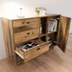 Garnero Arredamenti Set mobili soggiorno completo industrial legno vecchio antico West Gihome® Online