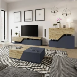 Garnero Arredamenti Set mobili soggiorno completo rovere antracite Modesta Antracite - Rovere Clearance