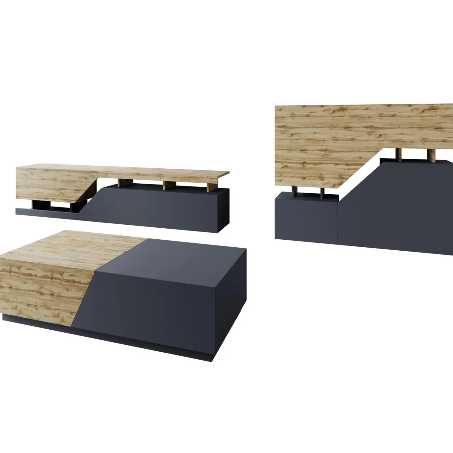 Garnero Arredamenti Set mobili soggiorno completo rovere antracite Modesta Antracite - Rovere Clearance