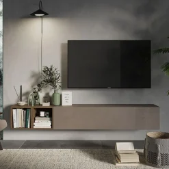 Garnero Arredamenti Set pensili con 1 anta  2 cubotti 194x29h cm marrone bronzo rovere scuro Sunset 49 Marrone - Noce Online