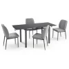 Garnero Arredamenti Set tavolo 110/170cm + 4 sedie imbottite grigio nero Albani Best