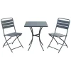 Garnero Arredamenti Set tavolo da giardino + 2 sedie pieghevoli acciaio antracite Liliana Sale