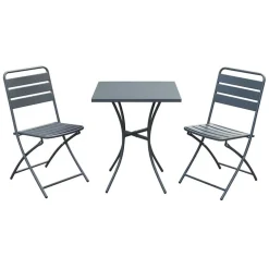 Garnero Arredamenti Set tavolo da giardino + 2 sedie pieghevoli acciaio antracite Liliana Sale