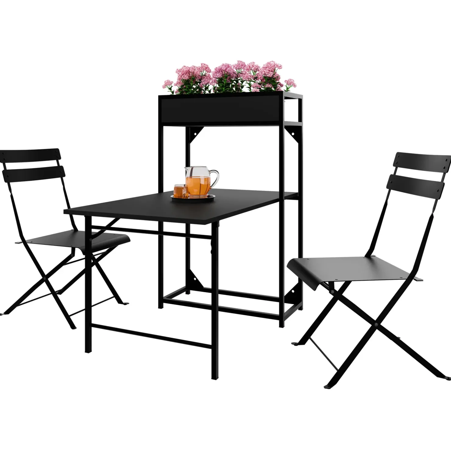 Garnero Arredamenti Set tavolo da giardino 2 sedie con fioriera Marin Nero Online