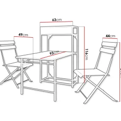 Garnero Arredamenti Set tavolo da giardino 2 sedie con fioriera Marin Nero Online