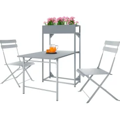 Garnero Arredamenti Set tavolo da giardino 2 sedie con fioriera Marin Grigio