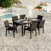 Garnero Arredamenti Set tavolo da giardino esterno bar dehors 150x90cm + 6 sedie con braccioli effetto rattan marrone Bora Outlet