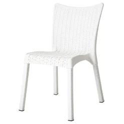 Garnero Arredamenti Set tavolo da giardino esterno bar dehors rettangolare 150x90cm + 6 sedie effetto rattan Conchiglia Bianco