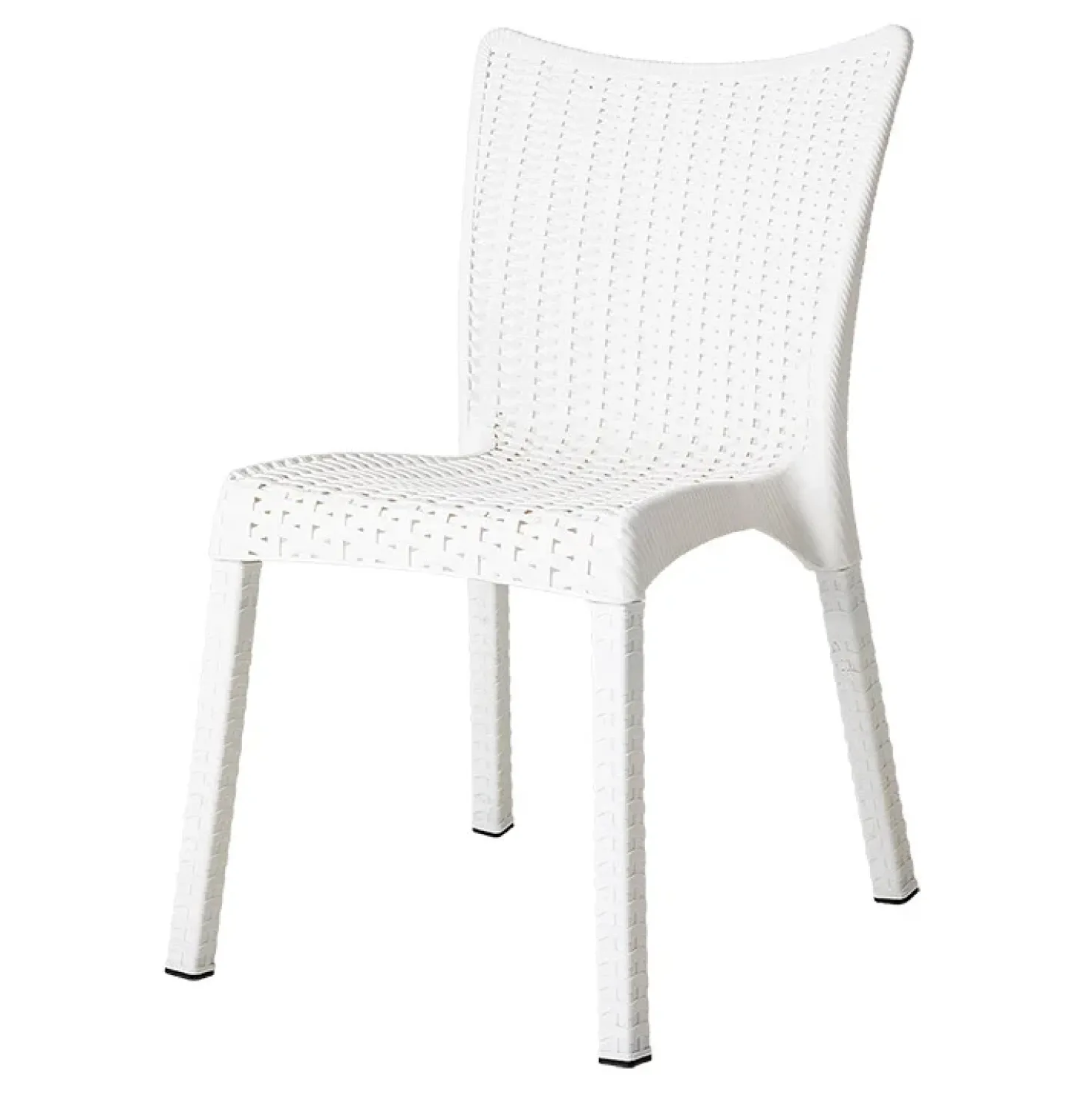 Garnero Arredamenti Set tavolo da giardino esterno bar dehors rettangolare 150x90cm + 6 sedie effetto rattan Conchiglia Bianco
