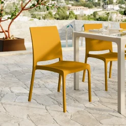 Garnero Arredamenti Set tavolo da giardino esterno dehors 150x90 cm antracite + 4 sedie giallo senape Coral Antracite - Giallo