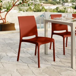 Garnero Arredamenti Set tavolo da giardino esterno dehors 150x90 cm antracite + 4 sedie rosso mattone Coral Antracite - Rosso Best