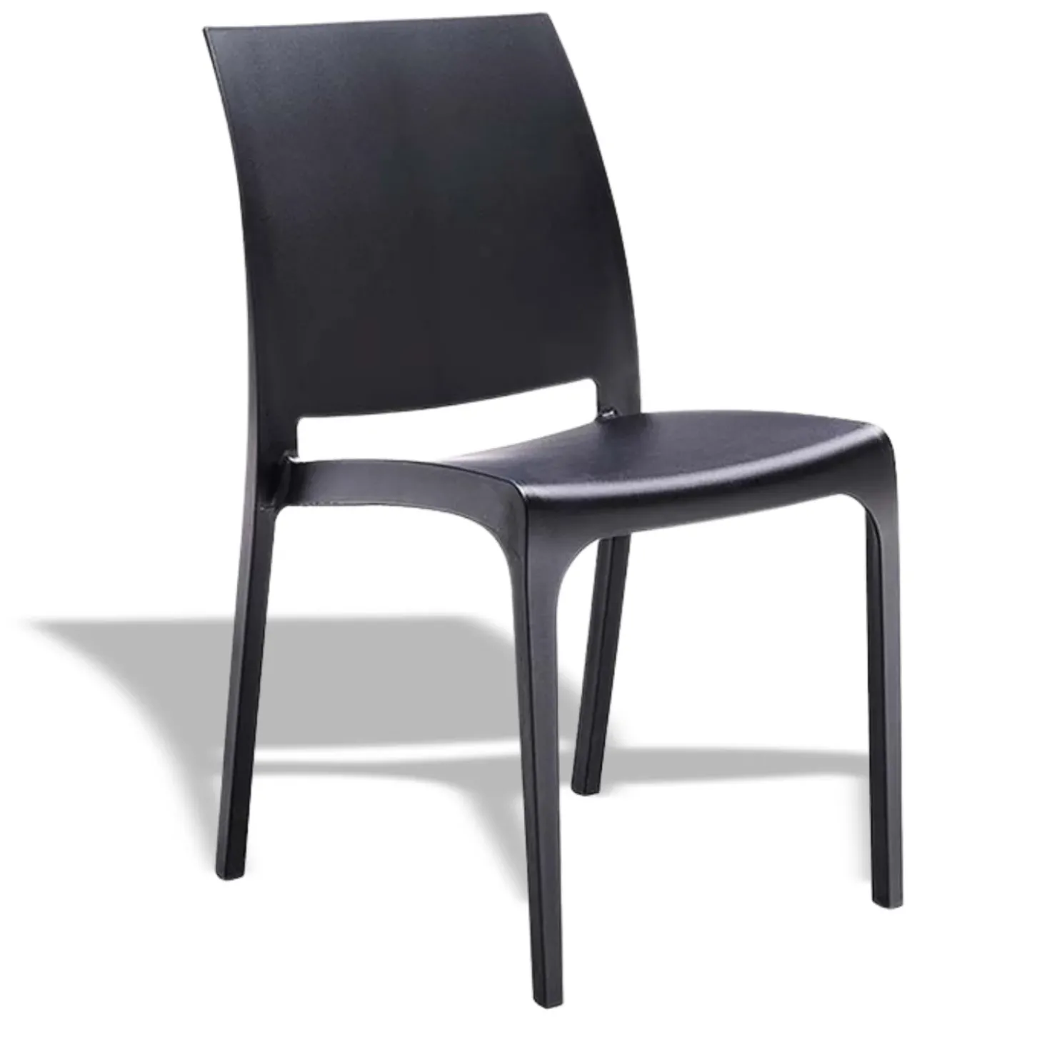 Garnero Arredamenti Set tavolo da giardino esterno dehors con vetro 150x90 cm bianco + 6 sedie nero Ivy Bianco - Nero New