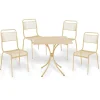 Garnero Arredamenti Set tavolo quadrato 70x70cm + 4 sedie da giardino crema Morena Outlet
