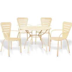 Garnero Arredamenti Set tavolo rotondo 106x106cm + 4 sedie da giardino crema Nea Discount