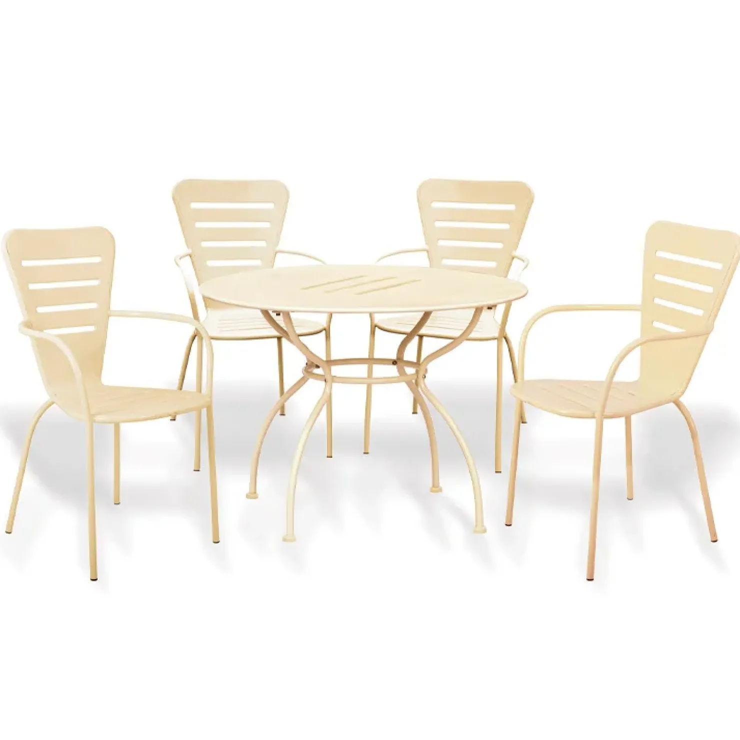 Garnero Arredamenti Set tavolo rotondo 106x106cm + 4 sedie da giardino crema Nea Discount