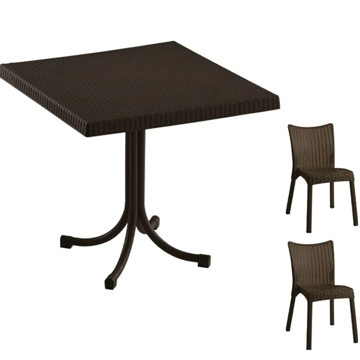 Garnero Arredamenti Set tavolo 80x80cm + 2 sedie da giardino polipropilene Blossom Marrone Online