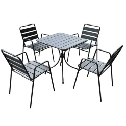 Garnero Arredamenti Set tavolo 70x70cm + 4 sedie da giardino acciaio antracite Aldolfo Clearance