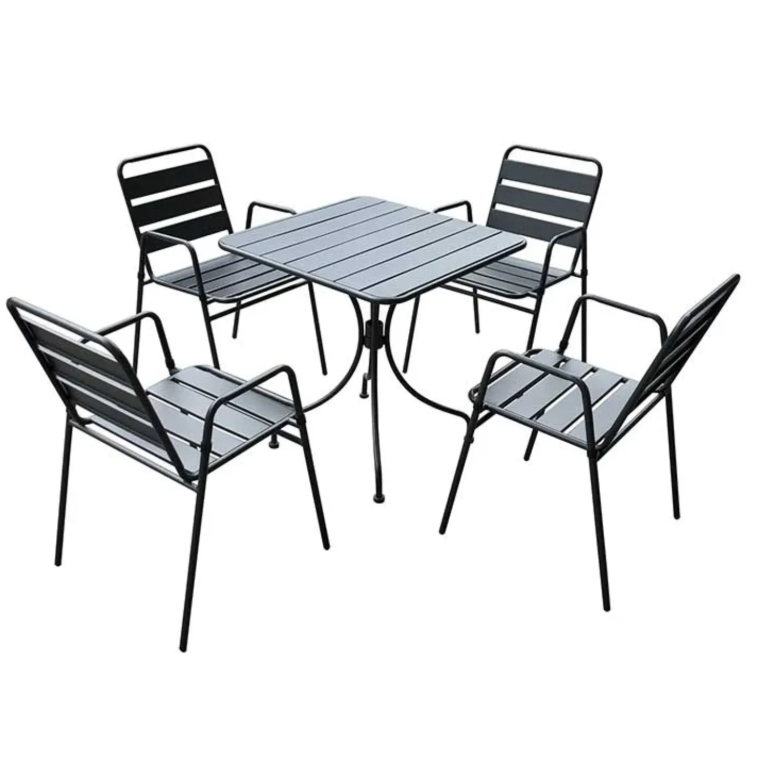 Garnero Arredamenti Set tavolo 70x70cm + 4 sedie da giardino acciaio antracite Aldolfo Clearance