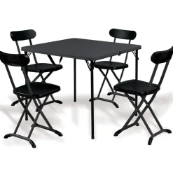 Garnero Arredamenti Set tavolo 86x86cm + 4 sedie pieghevoli da giardino antracite Tanya Clearance