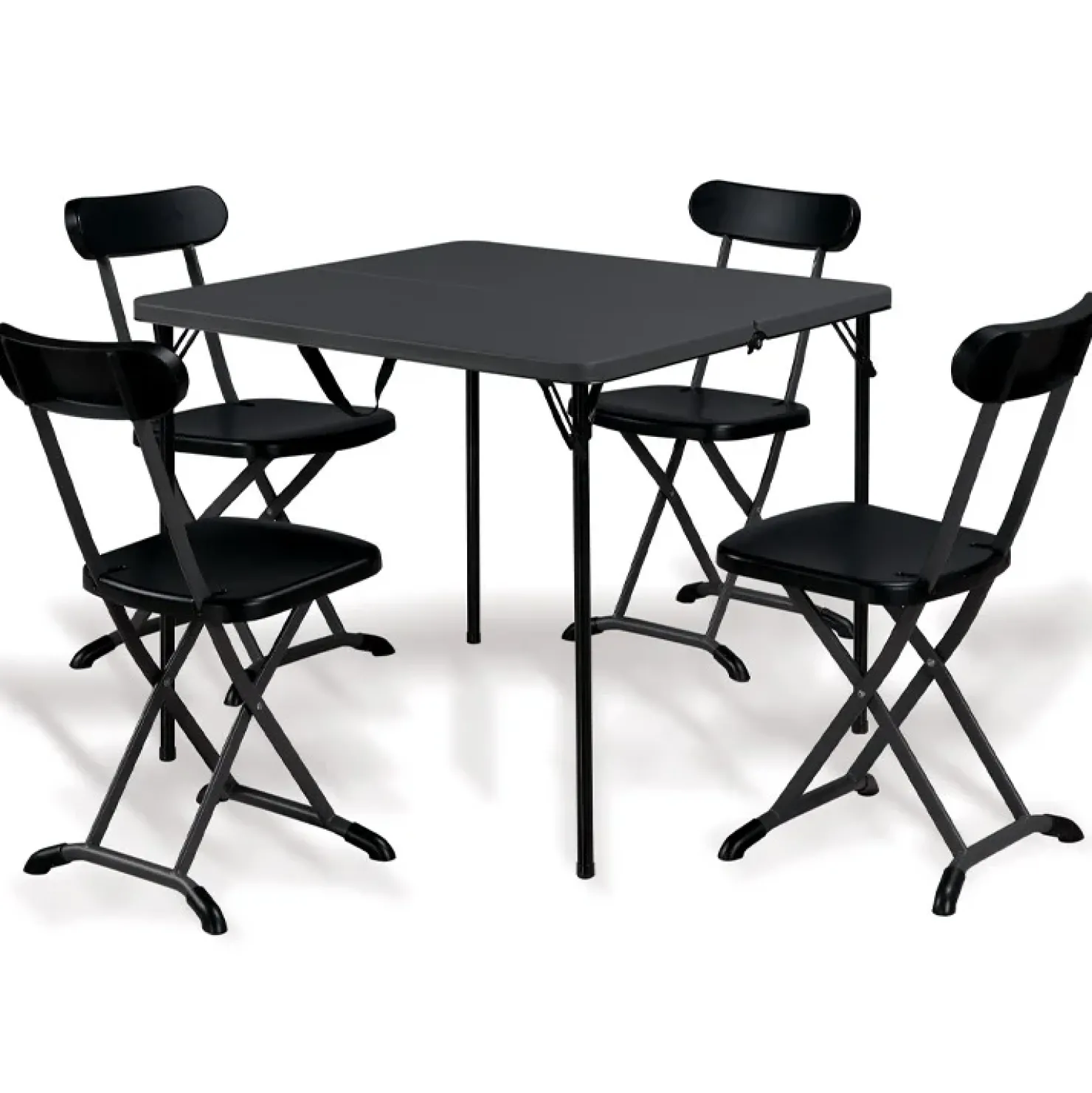 Garnero Arredamenti Set tavolo 86x86cm + 4 sedie pieghevoli da giardino antracite Tanya Clearance