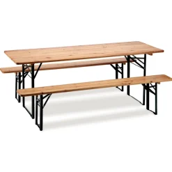 Garnero Arredamenti Set tavolo 200x80cm+ panche da bar richiudibili verde scuro legno Good