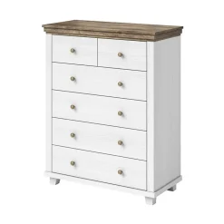 Garnero Arredamenti Settimino 90x113h cm 6 cassetti moderno quercia Texel Bianco Frassinato Discount