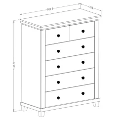 Garnero Arredamenti Settimino 90x113h cm 6 cassetti moderno quercia Texel Bianco Frassinato Discount