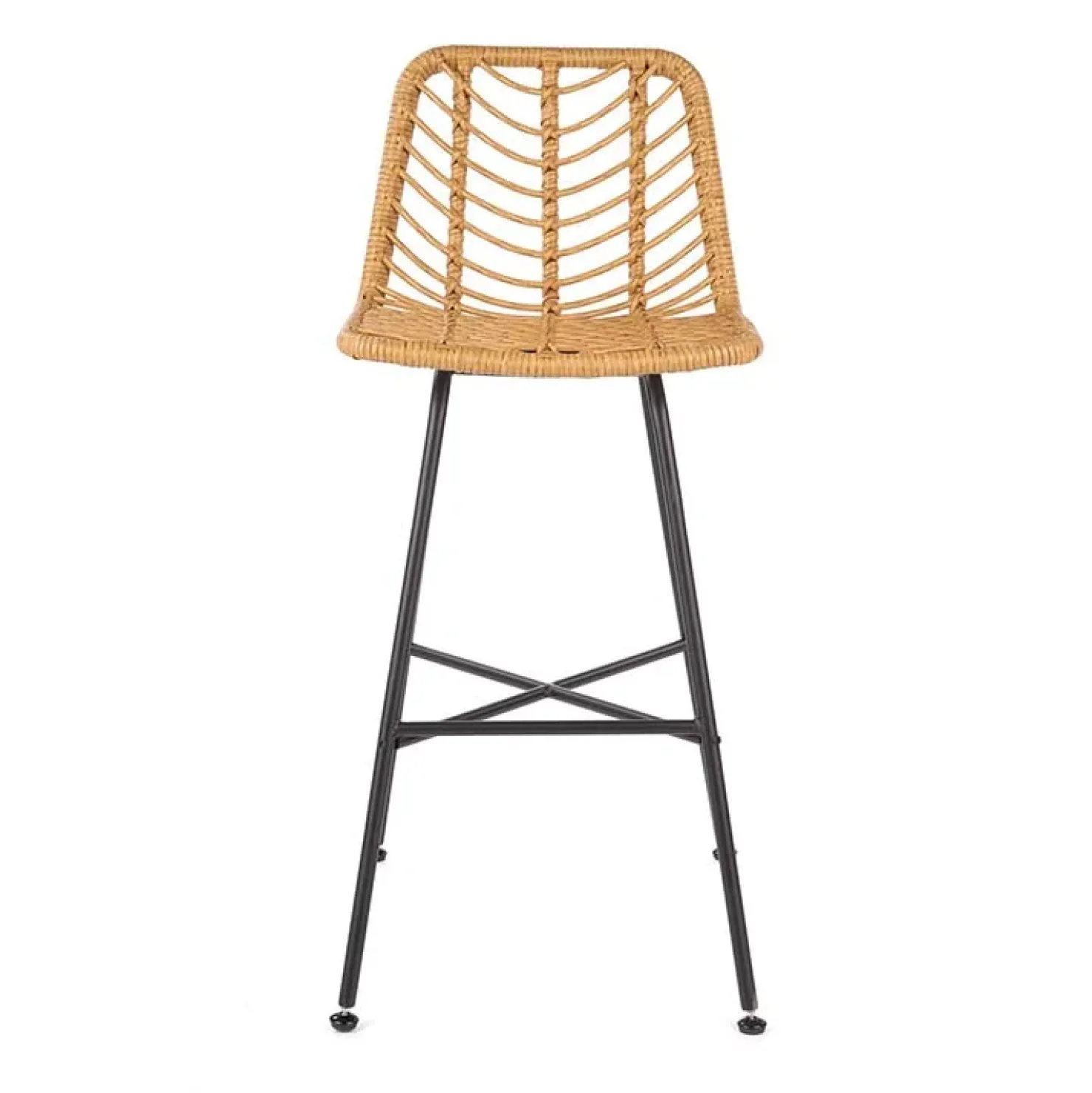 Garnero Arredamenti Sgabello alto 100 cm in rattan metallo nero Fresh Discount