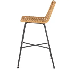 Garnero Arredamenti Sgabello alto 100 cm in rattan metallo nero Fresh Discount