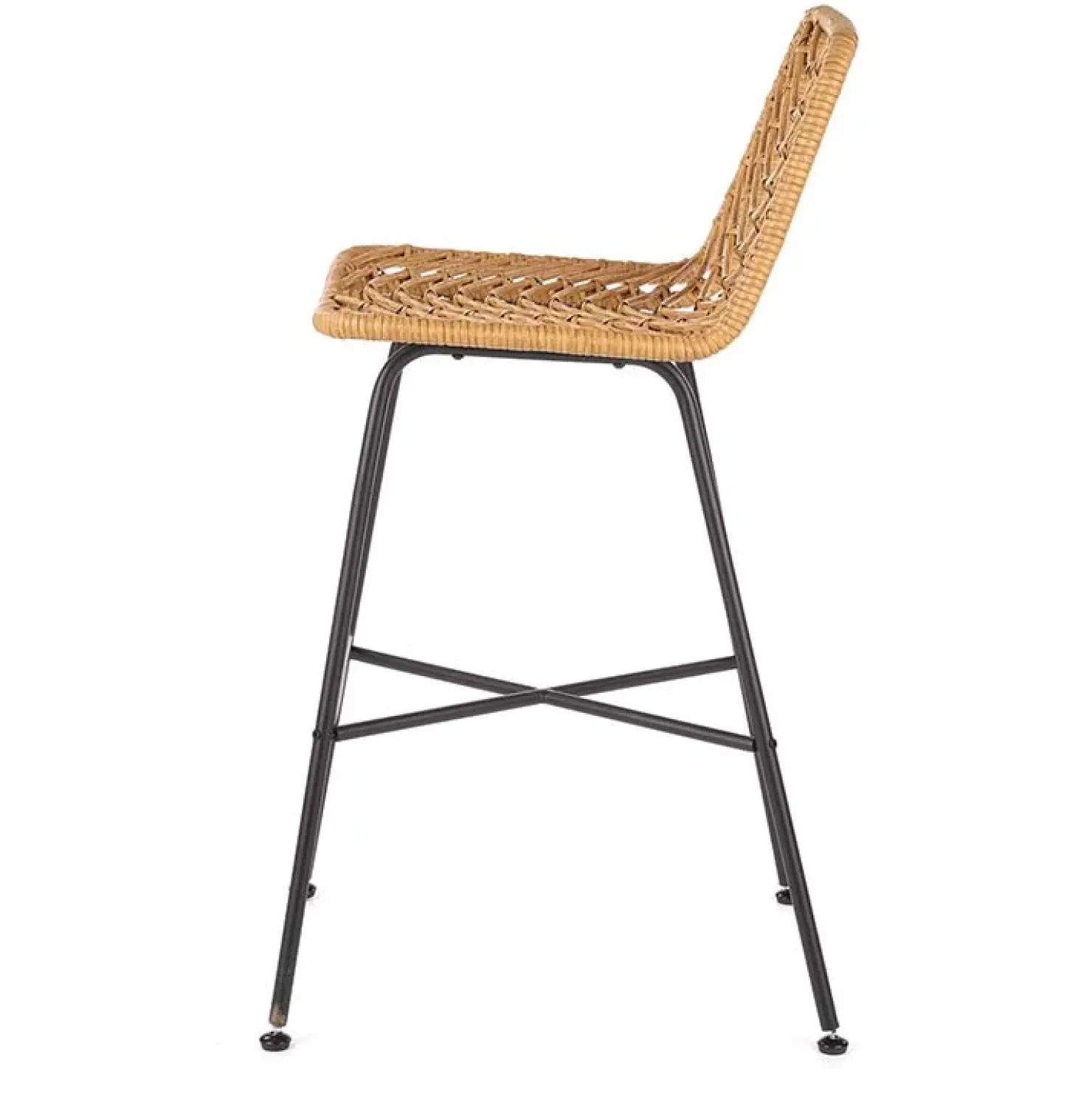 Garnero Arredamenti Sgabello alto 100 cm in rattan metallo nero Fresh Discount