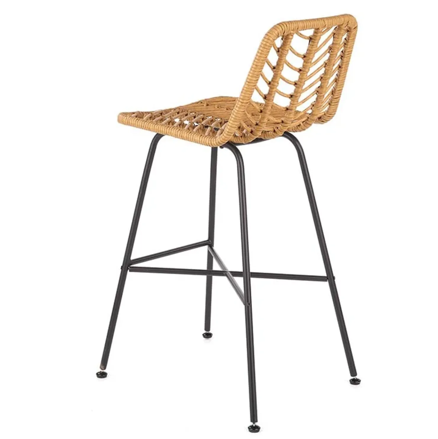 Garnero Arredamenti Sgabello alto 100 cm in rattan metallo nero Fresh Discount