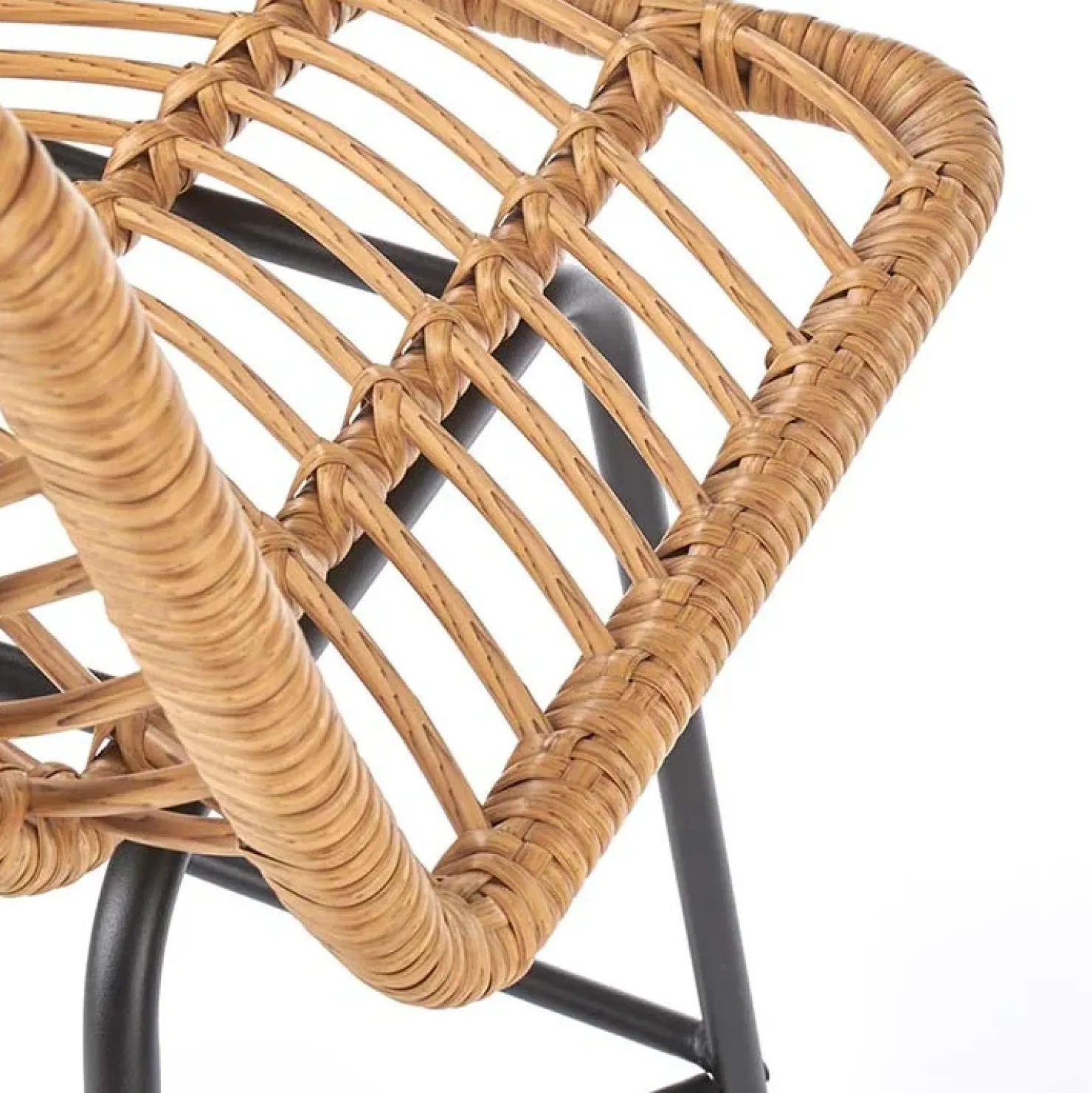 Garnero Arredamenti Sgabello alto 100 cm in rattan metallo nero Fresh Discount