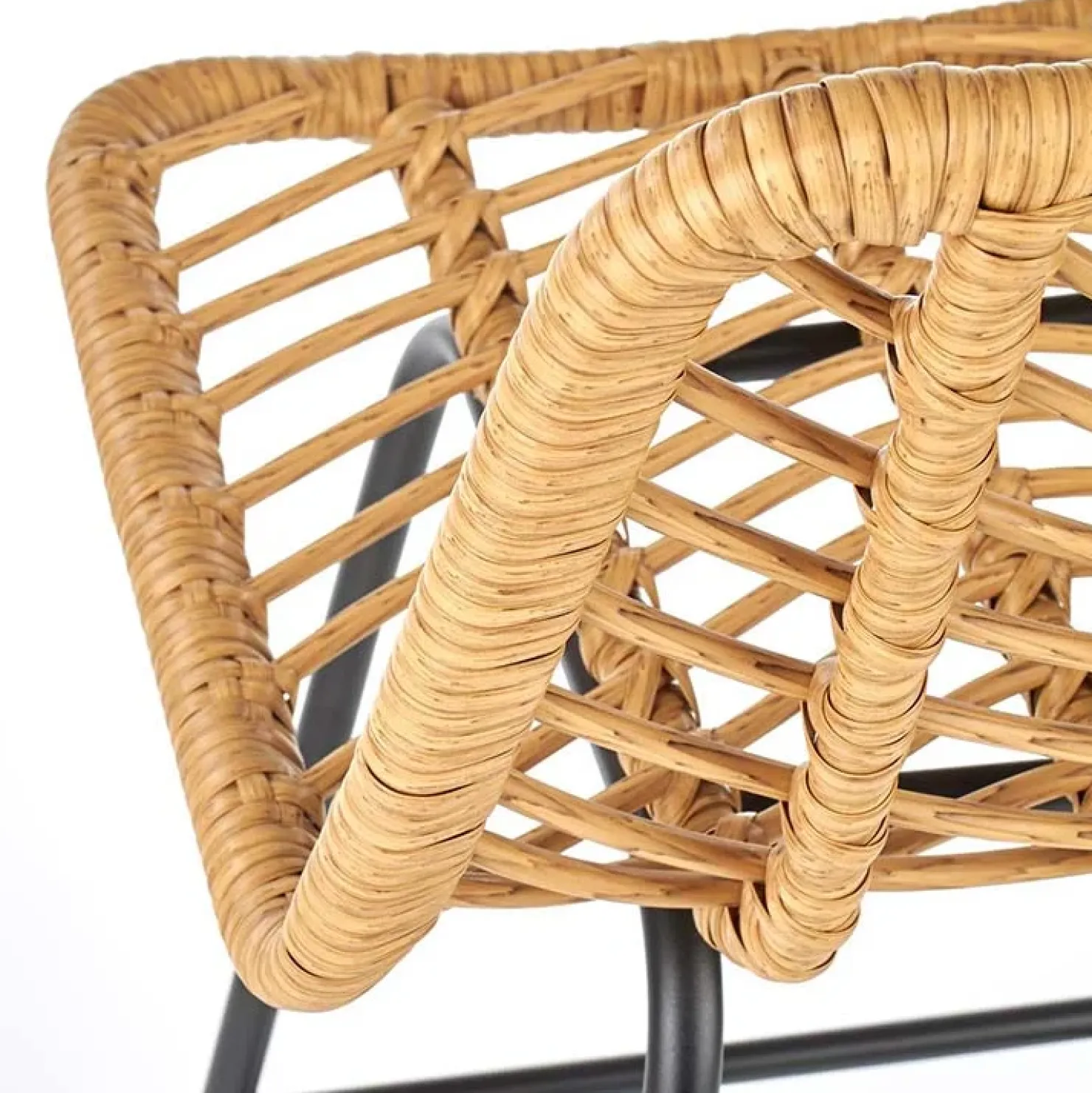 Garnero Arredamenti Sgabello alto 100 cm in rattan metallo nero Fresh Discount