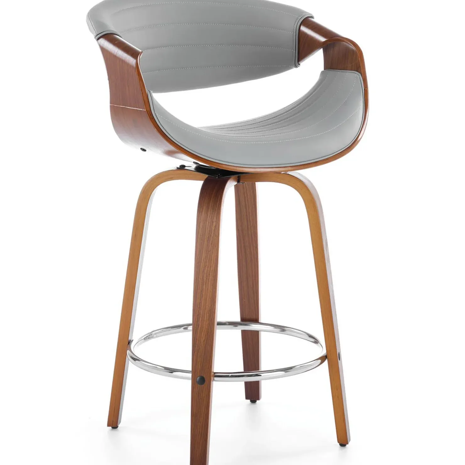 Garnero Arredamenti Sgabello alto da bar in ecopelle moderno noce grigio Ruby Noce - Grigio Clearance