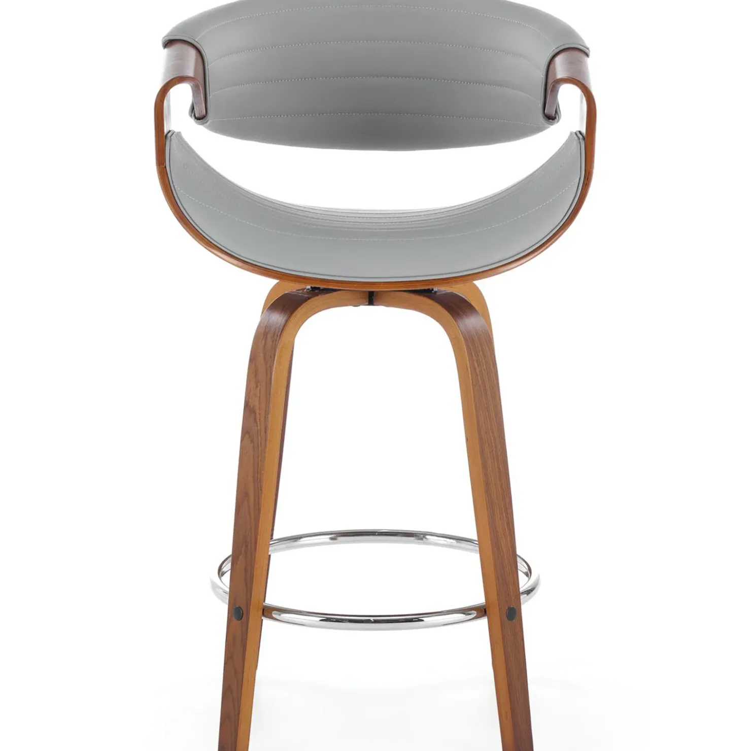 Garnero Arredamenti Sgabello alto da bar in ecopelle moderno noce grigio Ruby Noce - Grigio Clearance