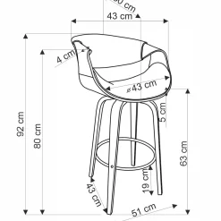 Garnero Arredamenti Sgabello alto da bar in ecopelle moderno noce grigio Ruby Noce - Grigio Clearance
