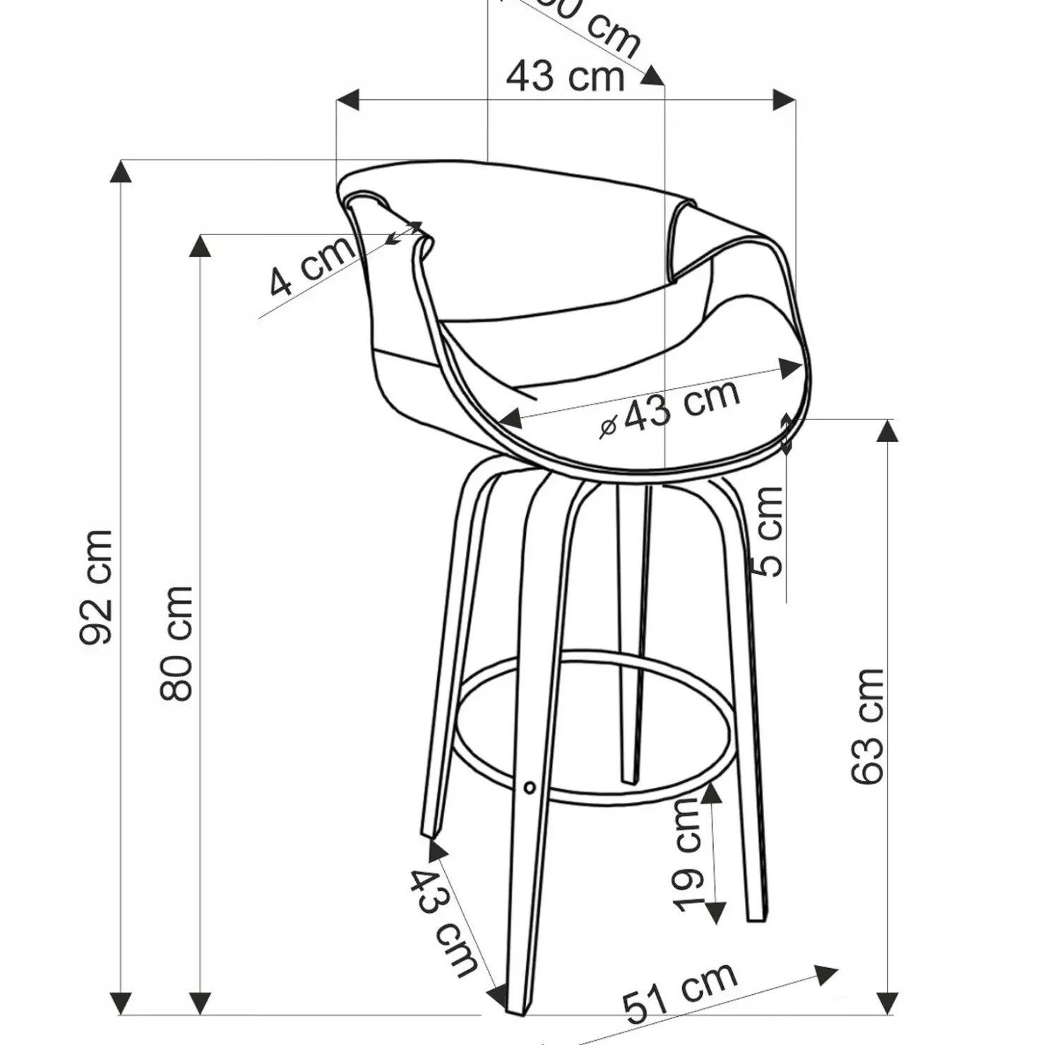 Garnero Arredamenti Sgabello alto da bar in ecopelle moderno noce grigio Ruby Noce - Grigio Clearance