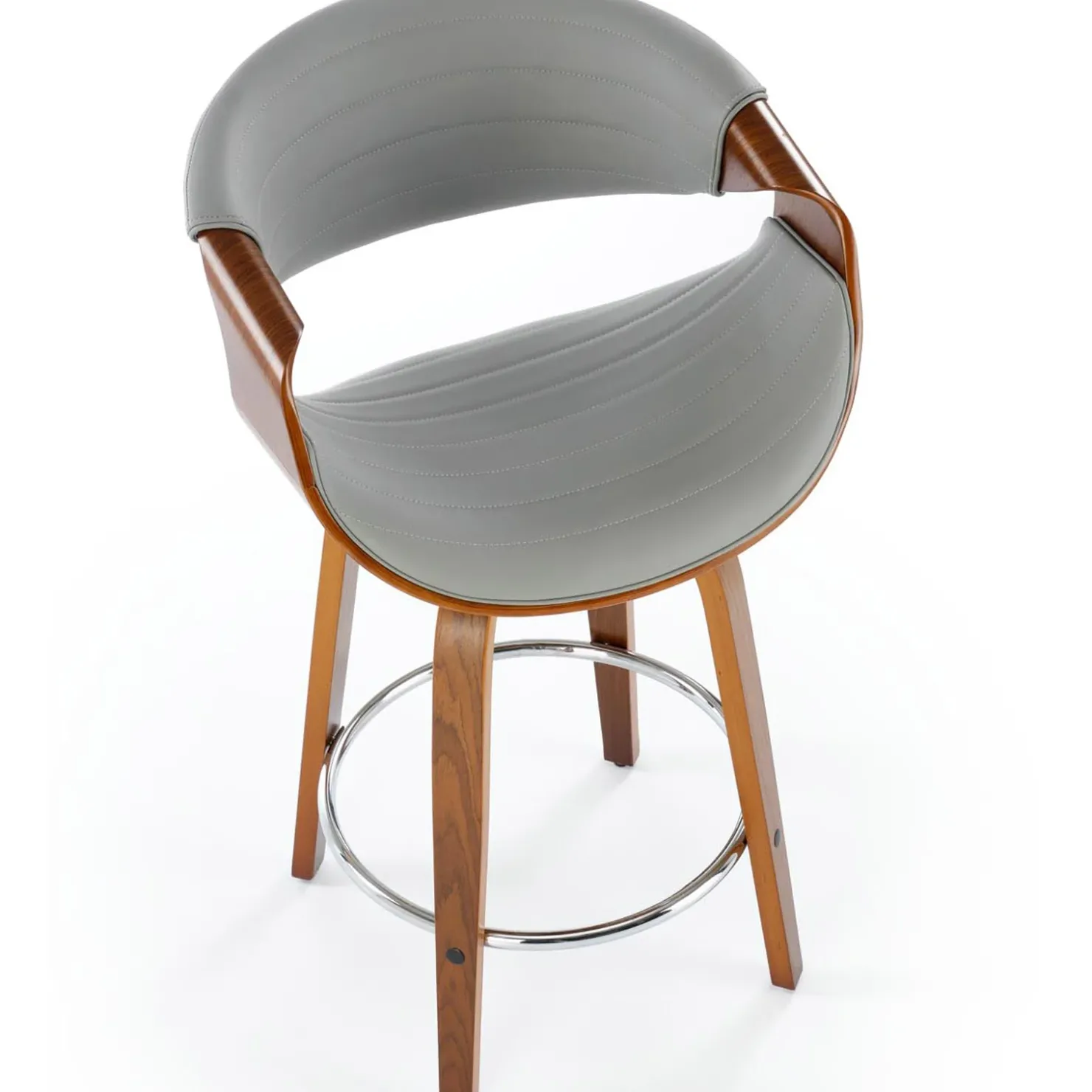 Garnero Arredamenti Sgabello alto da bar in ecopelle moderno noce grigio Ruby Noce - Grigio Clearance