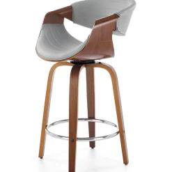 Garnero Arredamenti Sgabello alto da bar in ecopelle moderno noce grigio Ruby Noce - Grigio Clearance