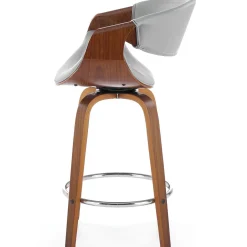 Garnero Arredamenti Sgabello alto da bar in ecopelle moderno noce grigio Ruby Noce - Grigio Clearance