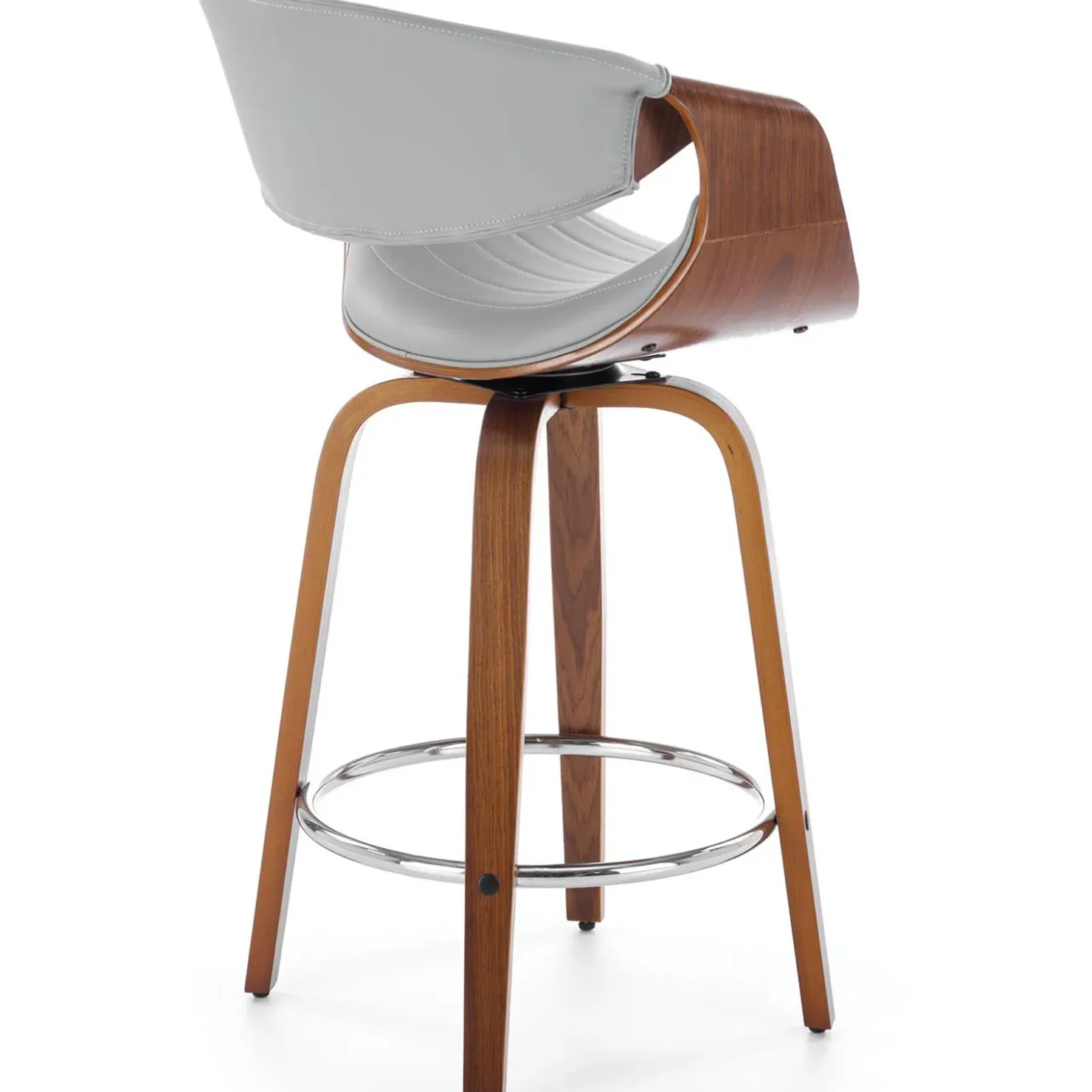 Garnero Arredamenti Sgabello alto da bar in ecopelle moderno noce grigio Ruby Noce - Grigio Clearance