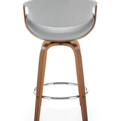 Garnero Arredamenti Sgabello alto da bar in ecopelle moderno noce grigio Ruby Noce - Grigio Clearance