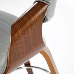 Garnero Arredamenti Sgabello alto da bar in ecopelle moderno noce grigio Ruby Noce - Grigio Clearance