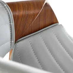 Garnero Arredamenti Sgabello alto da bar in ecopelle moderno noce grigio Ruby Noce - Grigio Clearance