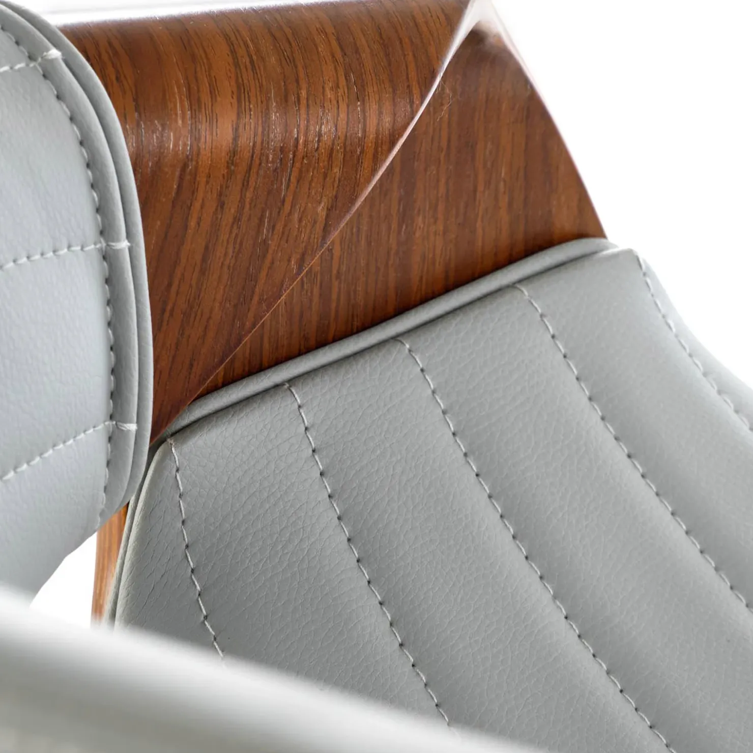 Garnero Arredamenti Sgabello alto da bar in ecopelle moderno noce grigio Ruby Noce - Grigio Clearance