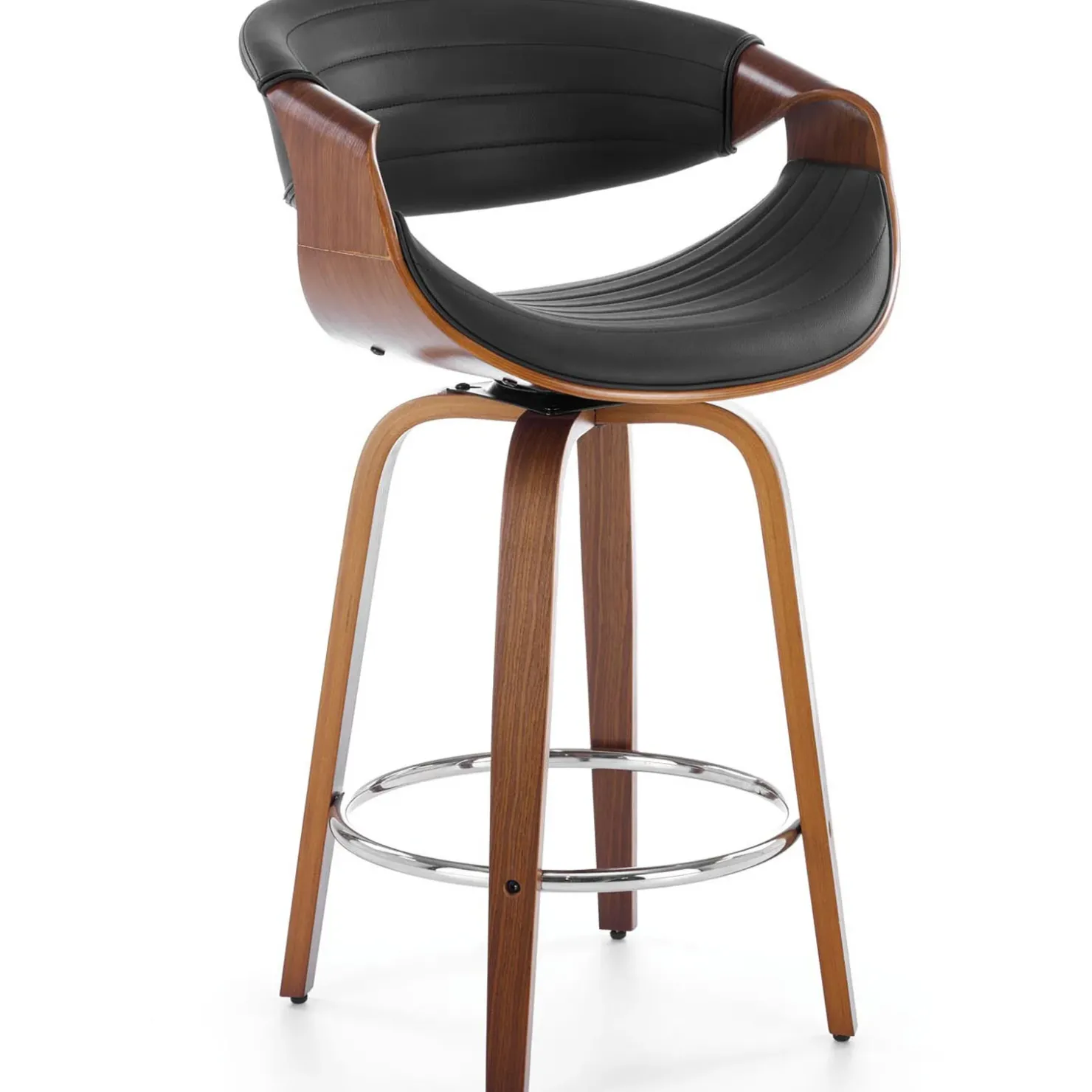 Garnero Arredamenti Sgabello alto da bar in ecopelle moderno noce nero Ruby Noce - Nero New